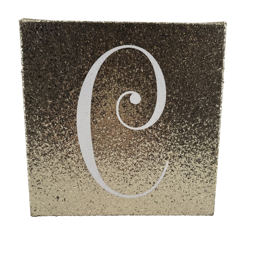 Gold Glitter Letter C‎ Initial Canvas Wall Decor Sparkly Ombre Nursery